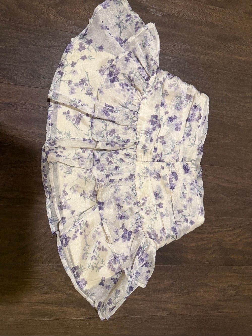 Altar'd State Cream and Lavender Floral Ruffled Skirt